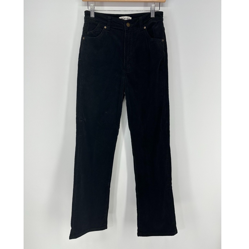 Rolla's‎ Original High Rise Straight Pants Womens 27 Black Corduroy Trousers SEO